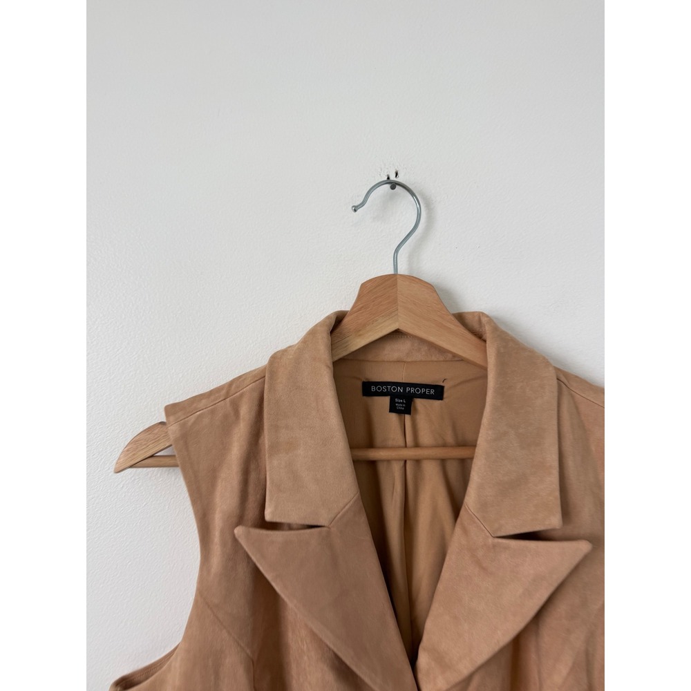 Boston Proper Faux Suede Collared Sheath Dress – Tan – Size Large – NWT - Picture 3 of 5
